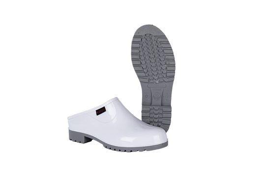 MARINA WHITE GREY SLIP ON CLOG