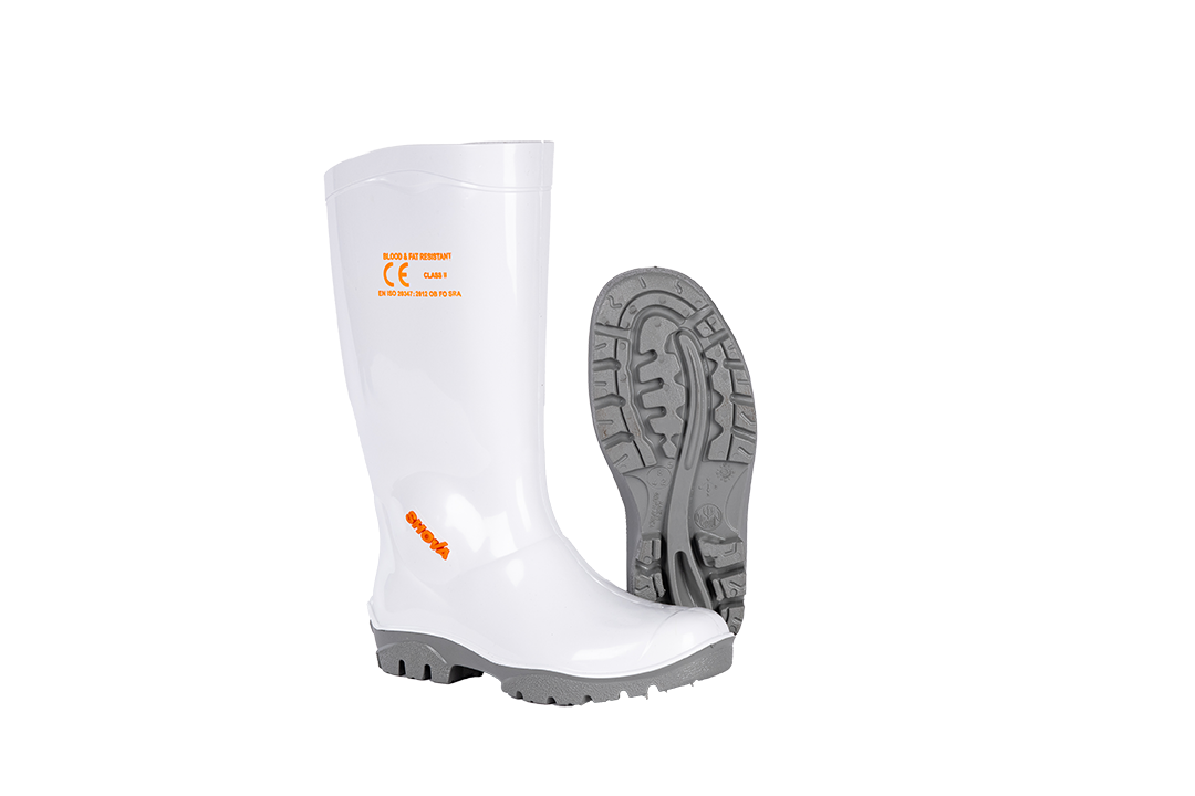 SHOVA WHITE GREY GUMBOOT - OCCUPATIONAL USE + NITRILE