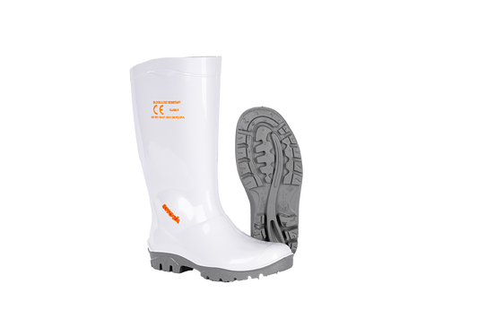 SHOVA WHITE GREY GUMBOOT - OCCUPATIONAL USE + NITRILE